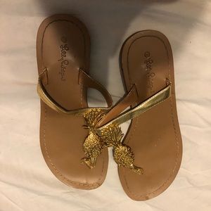 Gold pineapple Lilly Pulitzer sandals